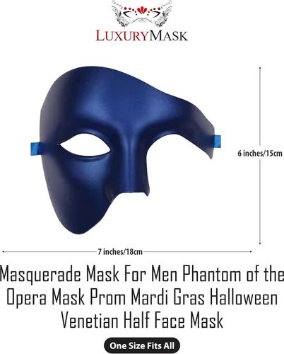 Vista 3 de Masquerade Mask For Men Phantom Of The Opera Mask Prom Mardi Gras Haloween Venetian Half Face Mask