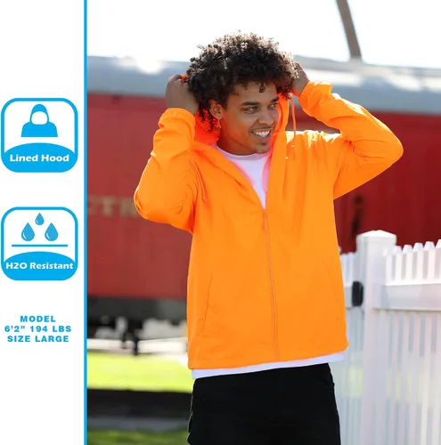 Vista 5 de Global Blank - Chaqueta cortavientos ligera para hombre resistente al agua