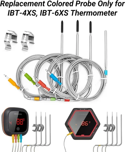 Vista 2 de Inkbird Kit de 4 sondas de color de repuesto, solo compatible con termómetro de carne IBT-4XS/IBT-6XS, ultra preciso y rápido hasta 572°F/572.0 °F