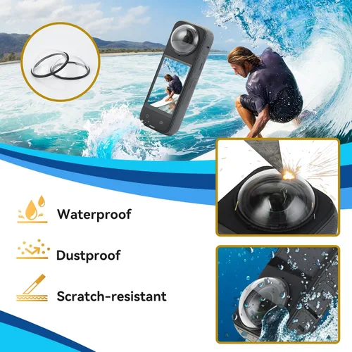 Vista 8 de UTEBIT X4 Premium Protectores de lente para Insta 360 X4, antiarañazos, dureza 9H 98% Transmittance High Transparency Tempered Glass Lens