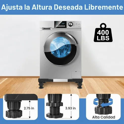 Vista 3 de ToLanbbt Soporte para Mini Nevera de Altura Ajustable 4.1"-5.1" Base de Soporte para Lavadora y Secadora con 4 Pies Resistentes Soporte para Máquina