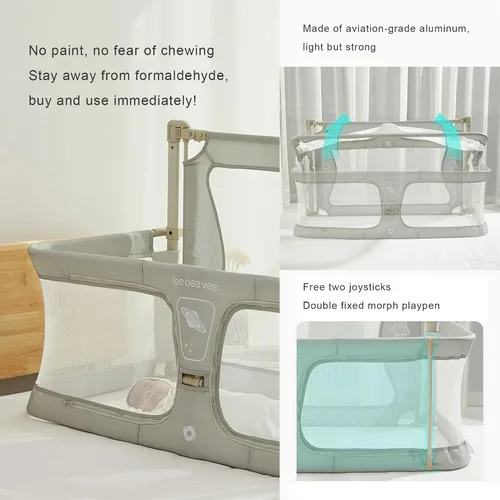 Vista 7 de Moisés portátil para cama de bebé para bebé que duerme en la cama, transpirable para bebé y ventana de malla visible, cubierta de forro suave