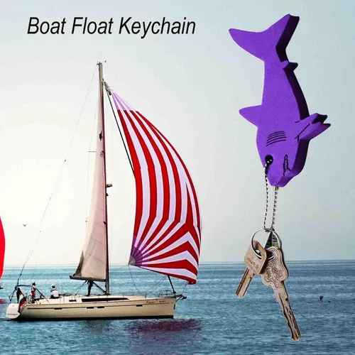 Vista 6 de Liangery Floating Keychain for Boat Keys Marine Fishing Float Key Chain in Shark Style Floating Key Ring with Great Buoyance