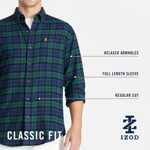 Vista 6 de IZOD Camisa elástica de manga larga de franela Advantage Performance para hombre