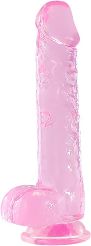 Vista 7 de Consolador rosa realista, consolador de 7.6 pulgadas que brilla en la oscuridad con ventosa fuerte, juguetes sexuales suaves para hombres, mujeres