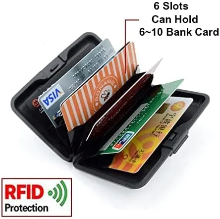 Vista 5 de Hifuler Tarjetero de aluminio con bloqueo RFID, práctico tarjetero para tarjetas bancarias, tarjeta de identificación, tarjeta de compras, tarjeta