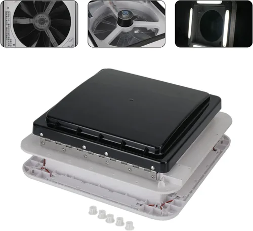 Vista 7 de Ventilador de 11 pulgadas con tragaluz de 12 V, se adapta a aberturas de techo estándar de 11 x 11 pulgadas