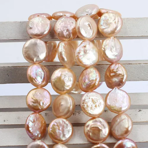 Vista 3 de SR BGSJ Botón de moneda natural de 0.433-0.472 in, blanco, rosa, morado, perlas de agua dulce, collar, pulsera, aretes, fabricación de cuentas