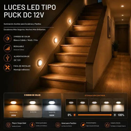 Vista 5 de Luces LED inteligentes de disco con control de aplicación, iluminación de gabinete regulable con Bluetooth, sincronización de música y función