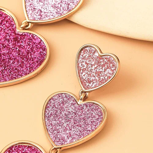 Vista 6 de PopTopping Aretes de corazón rosa para mujeres, adolescentes, niñas, regalo para cumpleaños, día de San Valentín