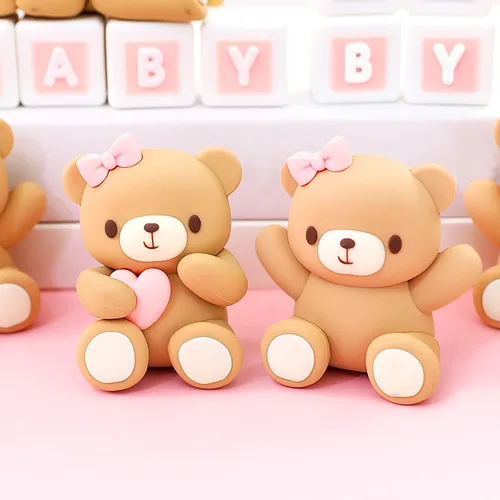 Vista 7 de JeVenis Decoración de Pastel de Oso de Peluche de Lujo Grande, Decoración de Pastel de Oso de Peluche para Baby Shower, Decoración de Pastel de Oso