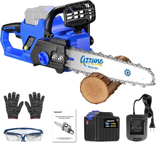 Vista 9 de AZZUNO Mini motosierra, motosierra eléctrica portátil de 6 pulgadas, inalámbrica, pequeña motosierra de mano con 2 baterías recargables y 2 cadenas
