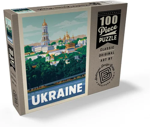 Vista 2 de MyPuzzle Ukraine: Kiev, póster vintage, rompecabezas de 100 piezas para adultos