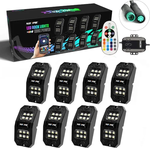 Vista 8 de SUNPIE 4 cápsulas de luces RGBW mejoradas de 210 grados de ángulo amplio con modo APP/voz, modo música, control automático, kit de luces de neón