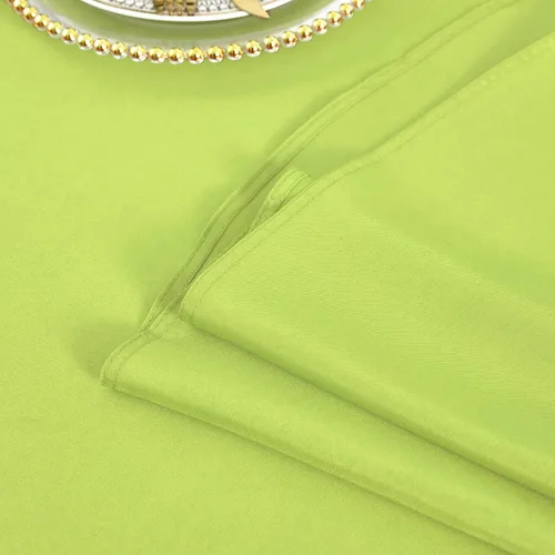 Vista 4 de Mantel redondo verde manzana impermeable y resistente a las manchas, tela sin arrugas, lavable y limpiable, de 210 GSM, poliéster para fiesta