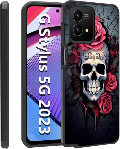 Vista 25 de Funda para Moto G Stylus 5G 2023, resistente 2 en 1 de doble capa híbrida de policarbonato duro y silicona suave a prueba de golpes, funda