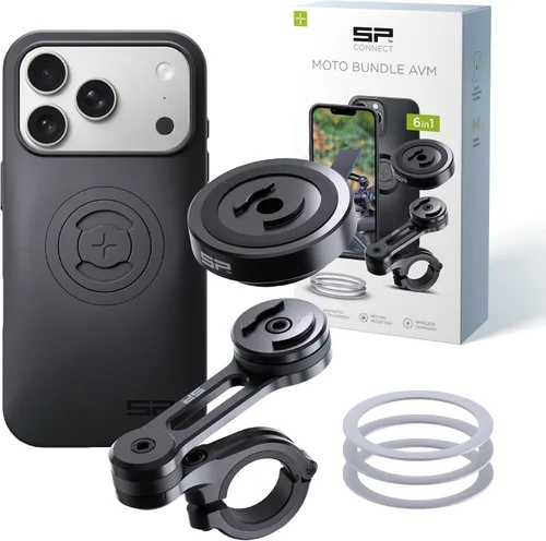 Vista 24 de SP CONNECT Moto Bundle II con módulo antivibraciones SPC+ Compatible con iPhone 11 Pro/XS/X Soporte de teléfono para motocicleta Soporte