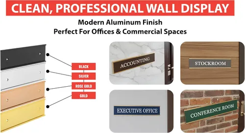 Vista 7 de Placa de identificación personalizada para pared/escritorio, 2 x 8 pulgadas, color negro