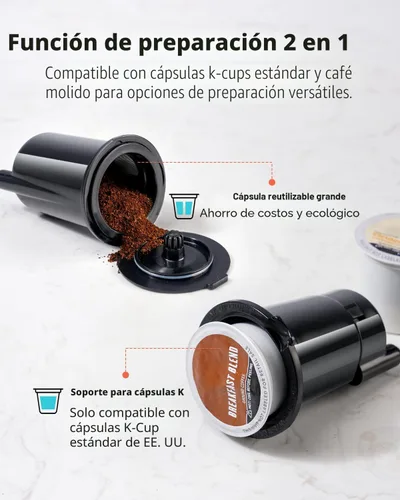 Vista 4 de KIDISLE Cafetera molida y taza K de una sola porción, preparación caliente
