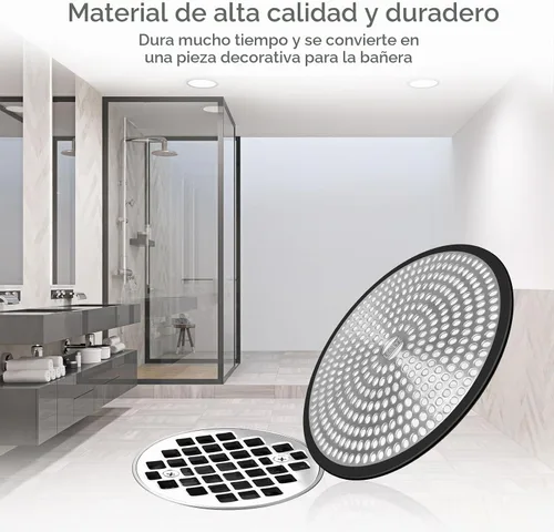 Vista 6 de LEKEYE Atrapa cabellos para el drenaje de la ducha Colador Cubierta para el drenaje de la ducha Protector para el drenaje del baño, acero Negro