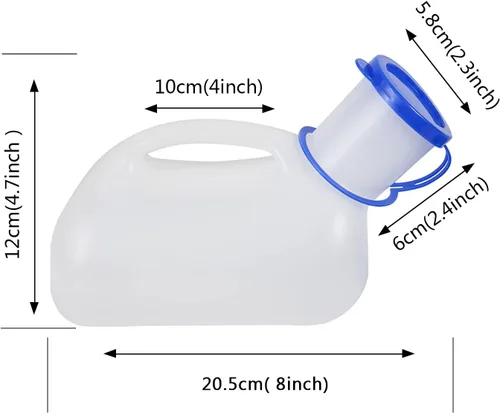 Vista 3 de AWOKEN Orinal Unisex, Orinal de Inodoro Portátil para Hombres y Mujeres, Botella de Orina con Tapa Sellada y Embudo para Niños Mayores y Pacientes