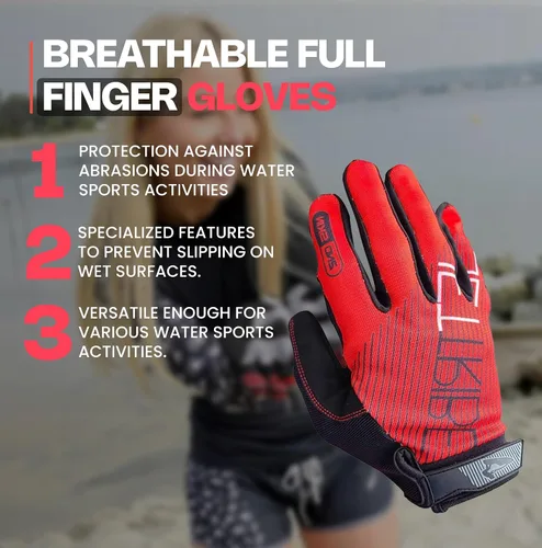 Vista 5 de Jettribe Jet Ski PWC Guantes Serie GP-30 Guantes transpirables de dedo completo para hombres, mujeres y jóvenes Agarre mejorado y comodidad
