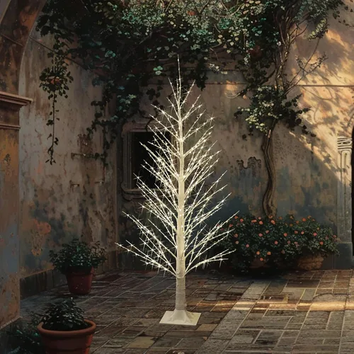Vista 5 de Fudios - Árbol iluminado blanco de sauce de 4 pies con 450 luces LED de hadas, luces de árbol artificial de Navidad, enchufable para decoración