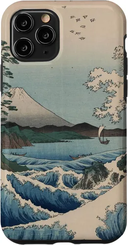 Vista 10 de Funda de pintura japonesa para iPhone 15 con diseño de ondas tradicionales japonesas