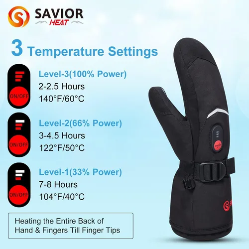 Vista 2 de Guantes de esquí con calefacción, manoplas con calefacción para hombres y mujeres, guantes de batería recargable de 7.4V para esquí y senderismo