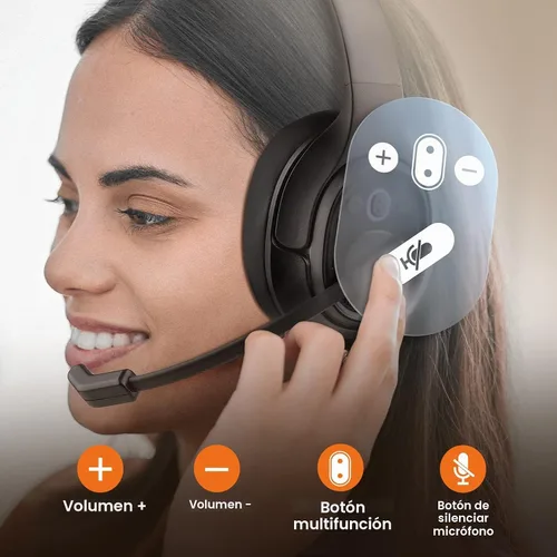 Vista 9 de EKSA Auriculares Bluetooth para conductor de camión con micrófono, auriculares inalámbricos con cancelación de ruido ambiental, alcance inalámbrico