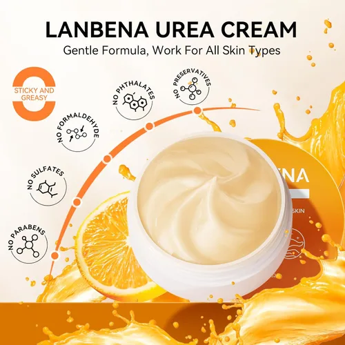 Vista 9 de LANBENA Crema de urea 40 por ciento para pies más 2% ácido salicílico 3.52 onzas, crema de pies y crema de manos máxima fuerza con aloe vera