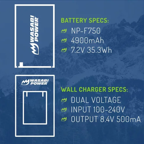 Vista 2 de Wasabi Power Batería para Sony NP-F730, NP-F750, NP-F760, NP-F770 (4900mAh) y Sony DCR-VX2100, DSR-PD150, DSR-PD170, FDR-AX1, HDR-AX2000, HDR-FX1