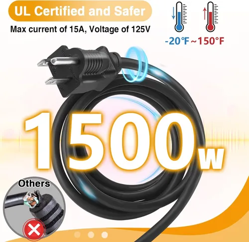 Vista 2 de Cable de extensión para exteriores con múltiples tomas - Divisor de corriente impermeable navideño de 1 a 3, certificado UL, cables de corriente
