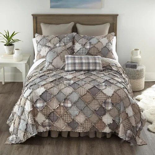 Vista 7 de Donna Sharp Edredón de algodón tamaño King - Campfire Lodge Patrón de piezas y patchwork, lavable a máquina