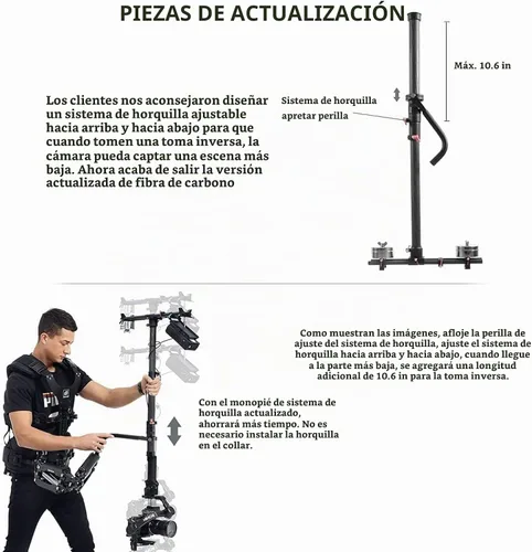 Vista 4 de DF DIGITALFOTO Thanos Pro II - Chaleco de soporte Steadycam Axis System para RS5/RS4/RS 4 PRO/Crane 3S/RSC 2 RS 3 PRO cardán con monopie giratorio