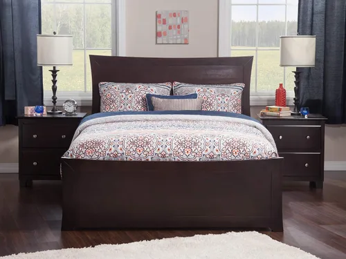 Vista 3 de AFI, Metro - Cama Queen de plataforma de madera de perfil bajo con estribo a juego, color espresso