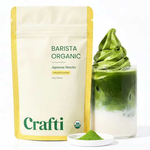 Vista 12 de Crafti Polvo de matcha de grado ceremonial (orgánico) – Polvo de té verde matcha japonés auténtico sin azúcar de Uji, Kyoto para lattes de grado