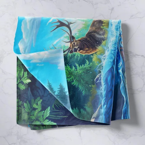 Vista 4 de Juego de sábanas bajeras de alce salvaje, tamaño individual, juego de ropa de cama rústica de pino de pesca con peces de Basa, decoración