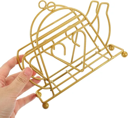 Vista 4 de Metal Napkin Holder Dining Table Napkin Stand Rack Tissue Dispenser Gold Iron Kettle Design for Restaurant Home Kitchen Tabletop Accessories