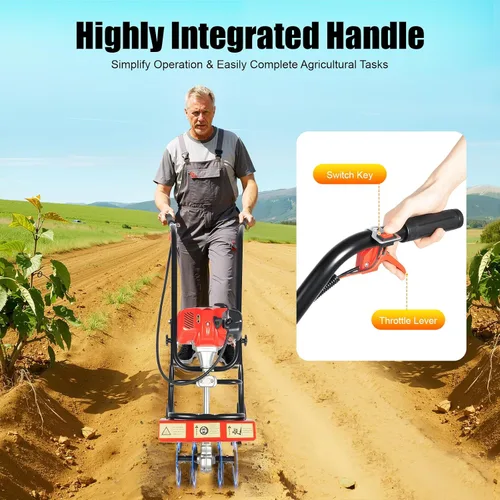 Vista 5 de 52CC 1.9KW Handpull Mini Tiller, Upthehill ZN-8001 Cultivador de jardín eléctrico Cultivador de retroceso para jardín y césped, excavación