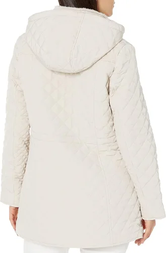 Vista 2 de Laundry by Shelli Segal Chaqueta de piel de oveja sintética acolchada 34 con capucha para mujer
