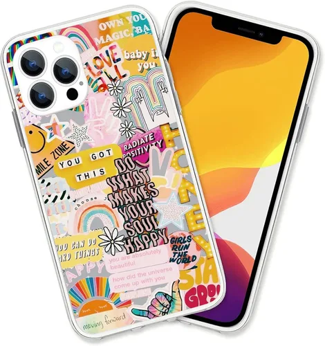 Vista 44 de Diseño para iPhone 14 Pro Max, diseño de acuarela de perros, collage de Pug para iPhone, protección a prueba de golpes, funda transparente de TPU