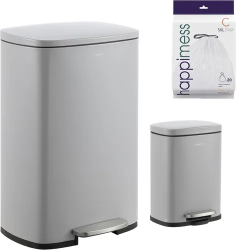 Vista 18 de happimess HPM1006B Connor - Bote de basura rectangular de 13 galones con tapa de cierre suave y mini basurero gratis, resistente a las huellas Negro