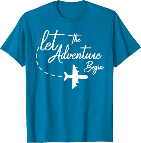 Vista 61 de Let The Adventure Begin - Camiseta inspiradora en modo de viaje en avión, Negro, S
