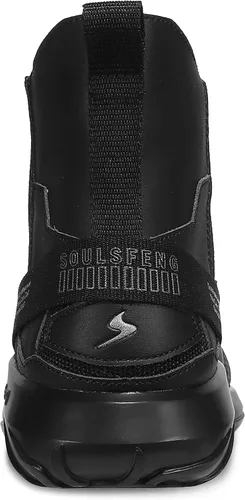Vista 6 de Soulsfeng Zapatillas de deporte altas de moda zapatos reflectantes de cuero empalme ligero antideslizante zapatos para caminar