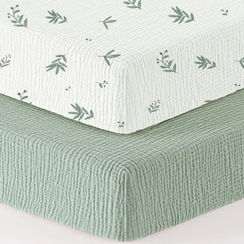 Vista 13 de Bearmoss Sábanas de muselina para mini cuna para Pack N Play - 100% algodón - 38"x26" Sábanas suaves y transpirables para corralito y cuna de bebé
