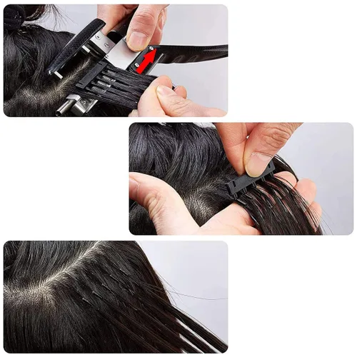 Vista 3 de Hebilla en forma de C para máquina de extensiones de cabello 6D de 2ª generación, kit de extensiones de cabello humano sin rastro (40 unidades)