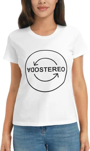 Vista 6 de Soda Stereo Logo T Shirt Woman's Summer Tee Casual Short Sleeve Shirts