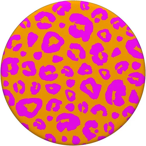 Vista 3 de PopSockets intercambiables PopGrip con diseño de leopardo de guepardo y naranja