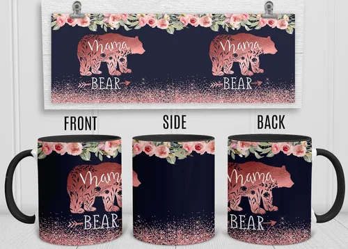 Vista 4 de YouNique Designs Taza de mamá oso, 11 onzas, taza para mamá, taza de mamá oso, taza de café única para el día de la madre de hija e hijo, Best Mom